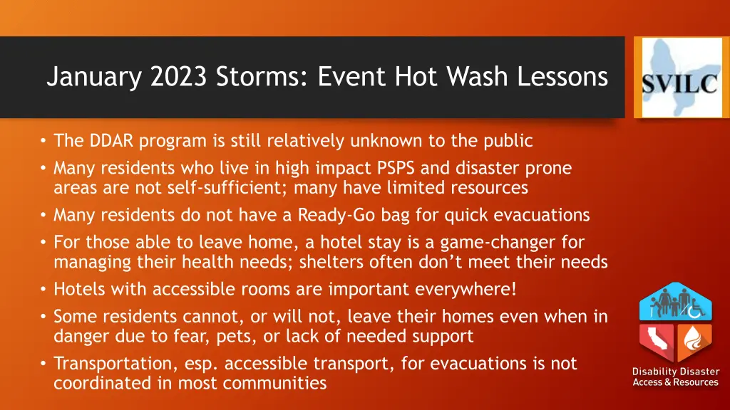 january 2023 storms event hot wash lessons