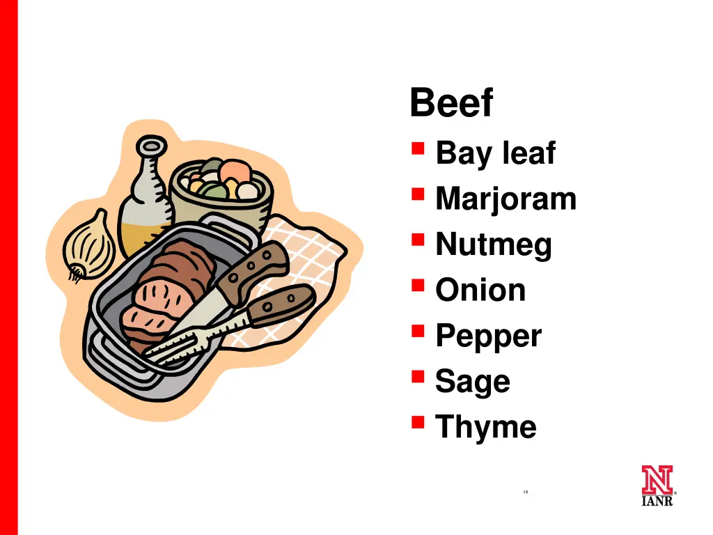 beef bay leaf marjoram nutmeg onion pepper sage