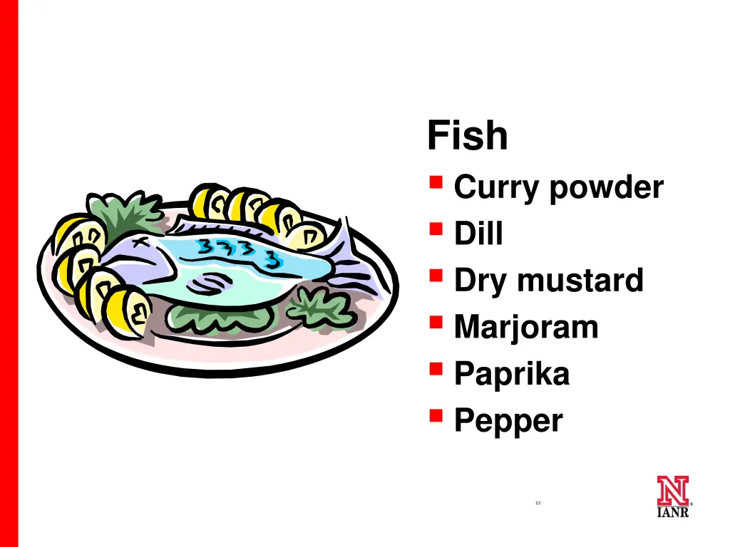 fish curry powder dill dry mustard marjoram