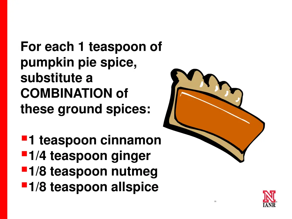 for each 1 teaspoon of pumpkin pie spice