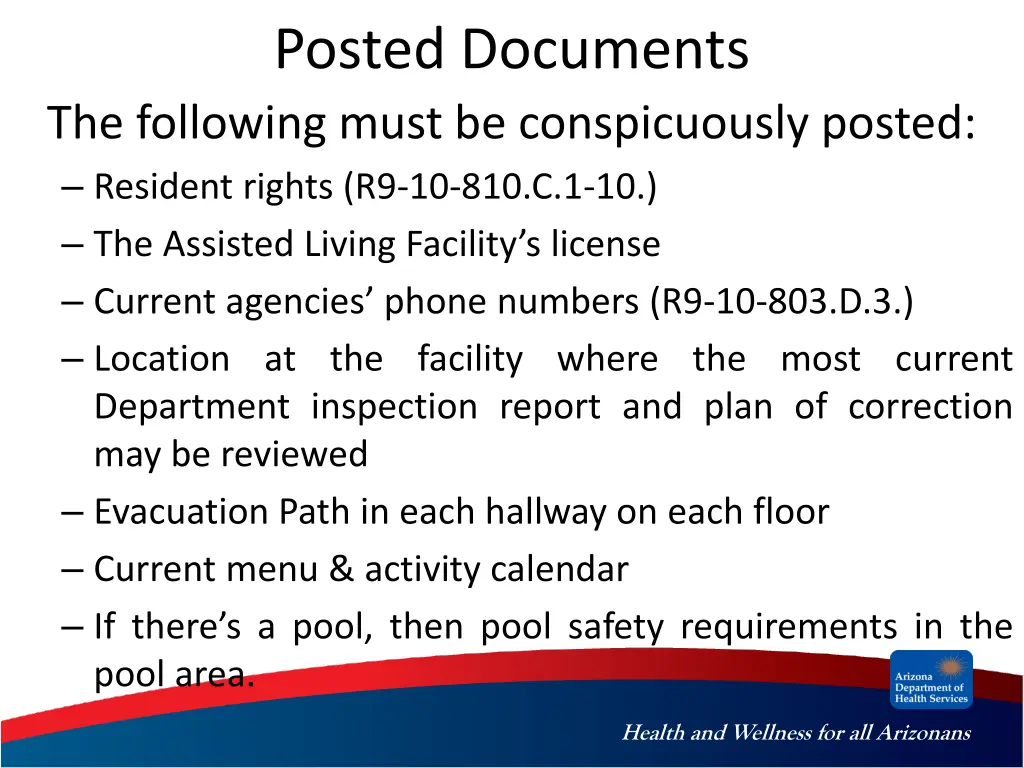 posted documents the following must