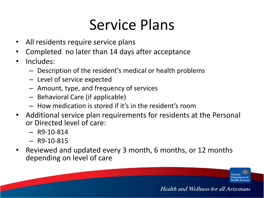service plans