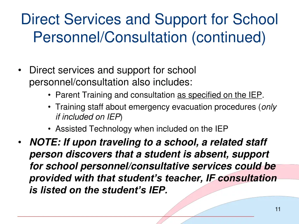 direct services and support for school personnel 2