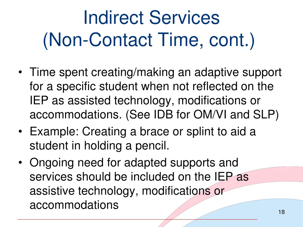 indirect services non contact time cont 1