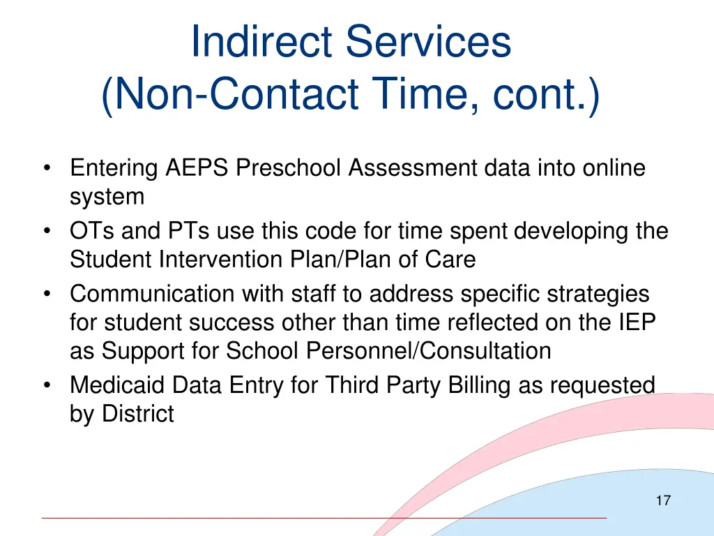 indirect services non contact time cont