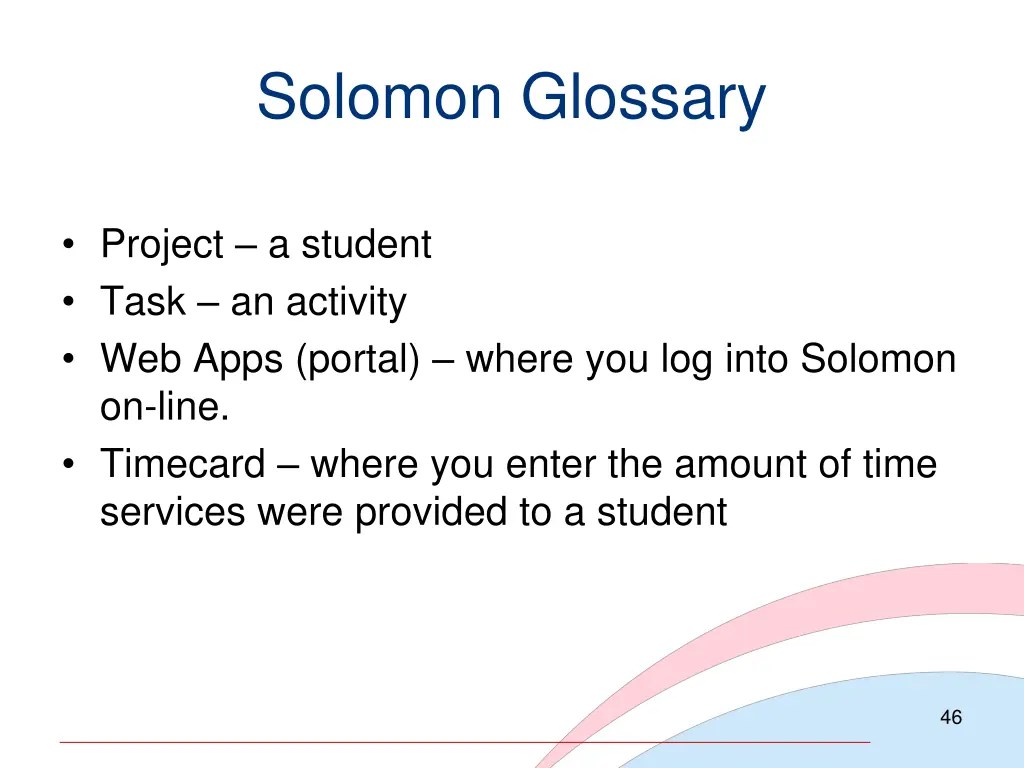 solomon glossary