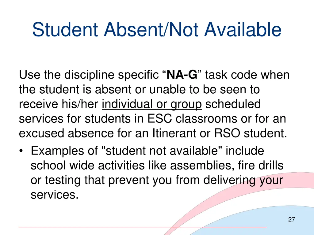 student absent not available