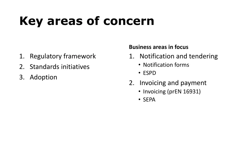 key areas of concern