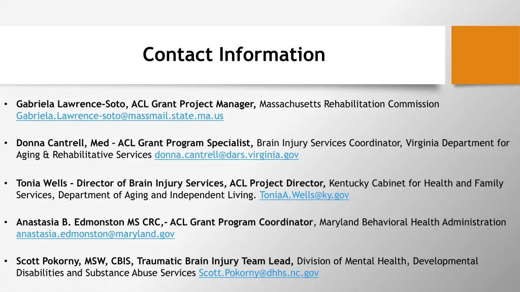 contact information