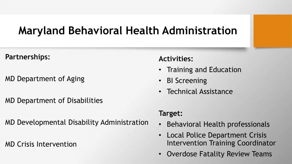 maryland behavioral health administration