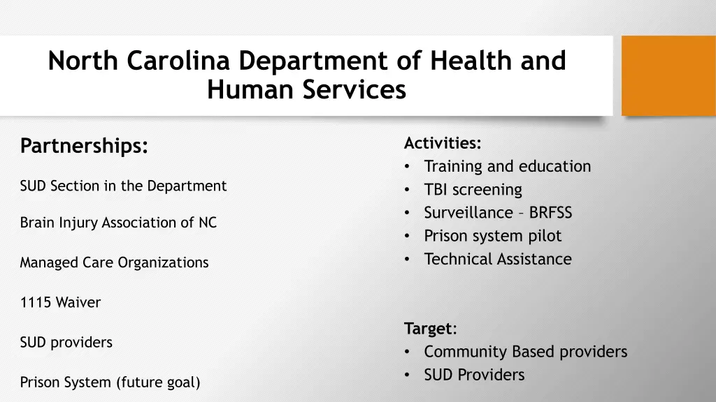 north carolina department of health and human