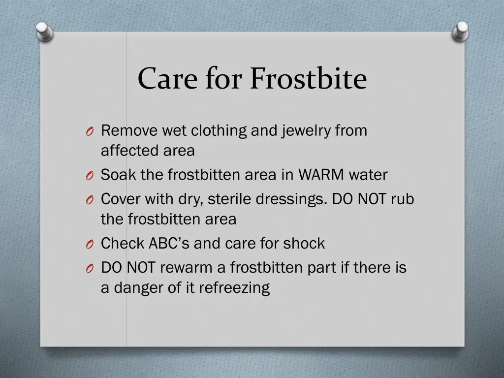 care for frostbite