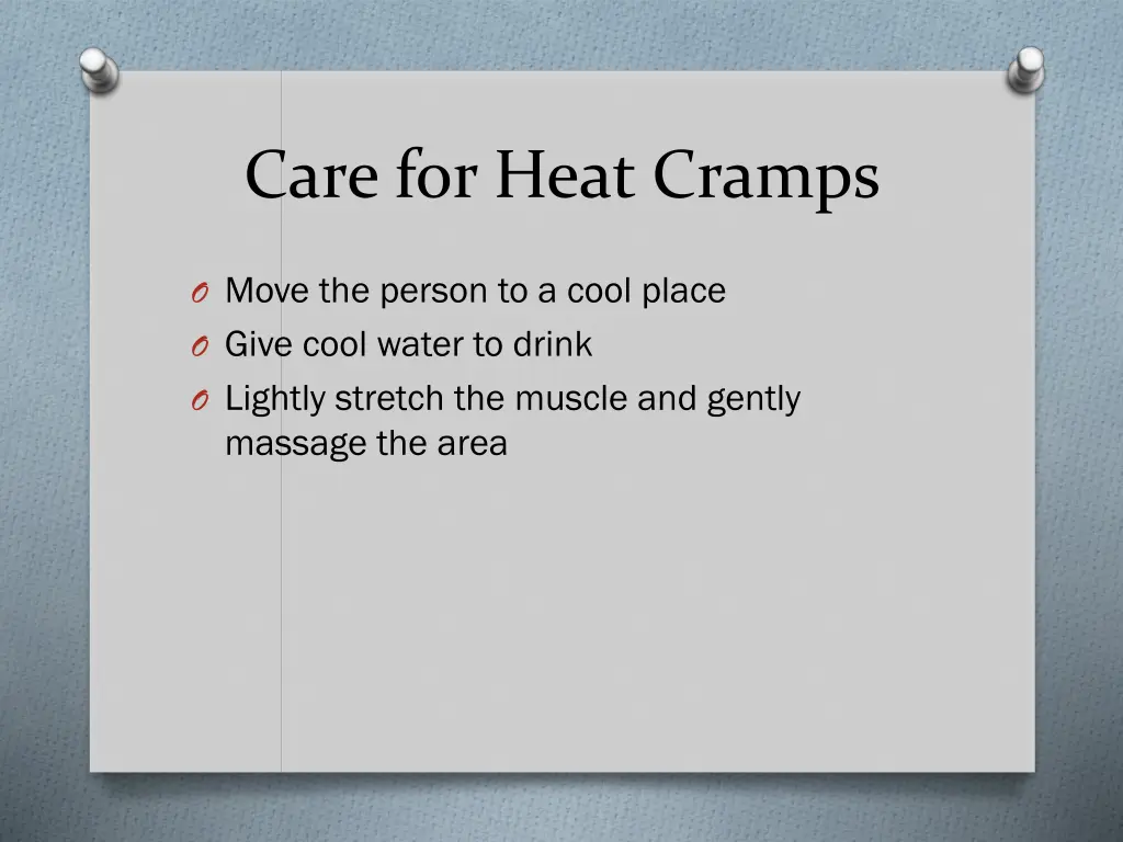care for heat cramps