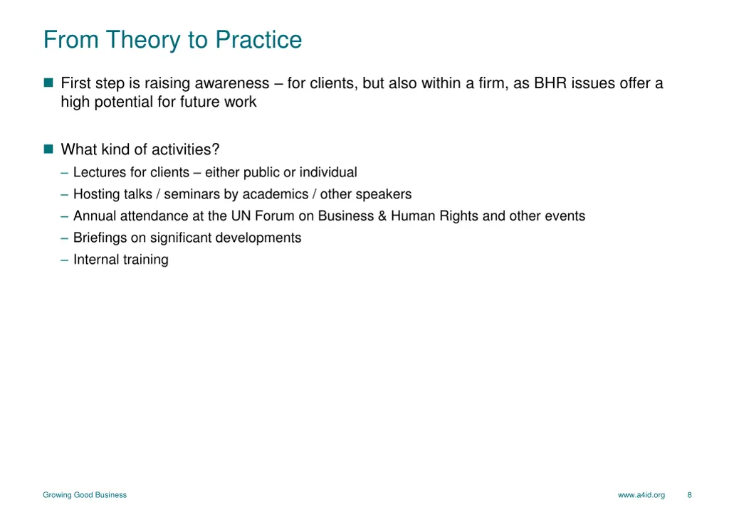 from theory to practice