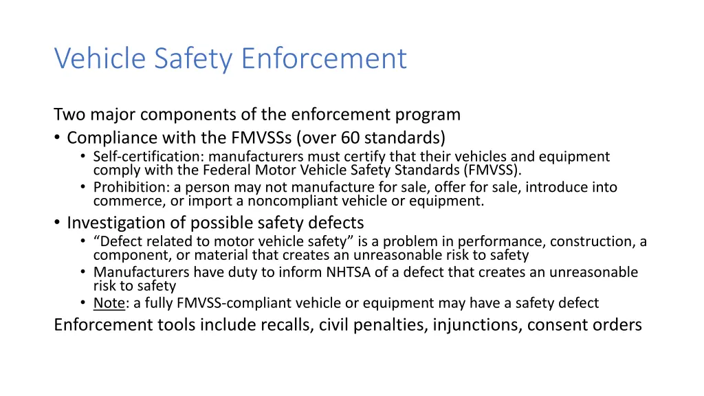 vehicle safety enforcement