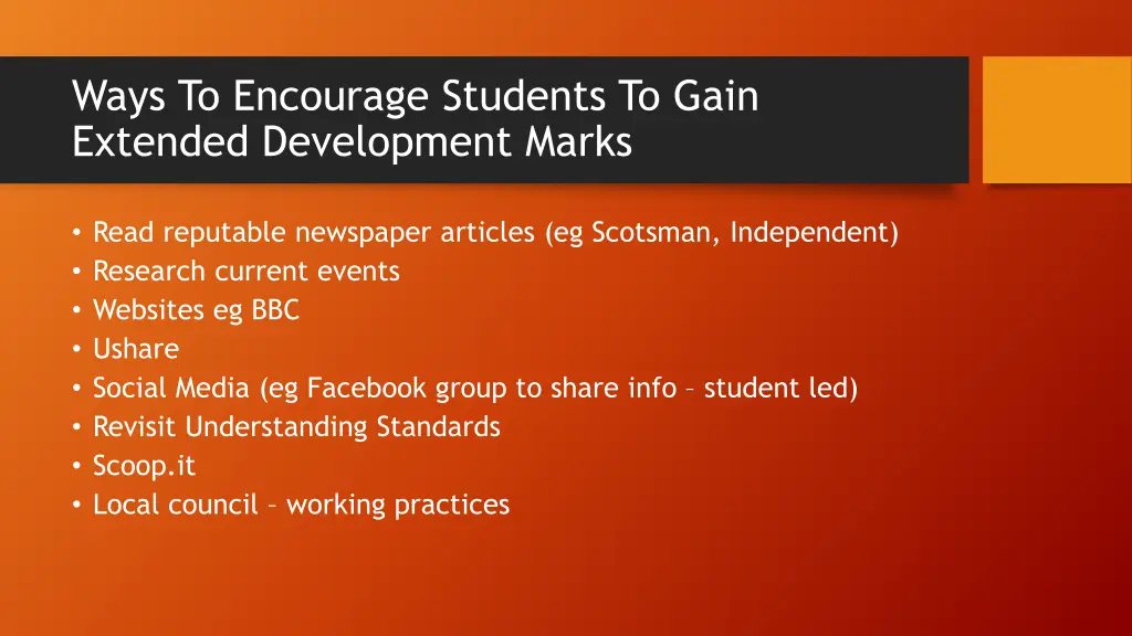 ways to encourage students to gain extended
