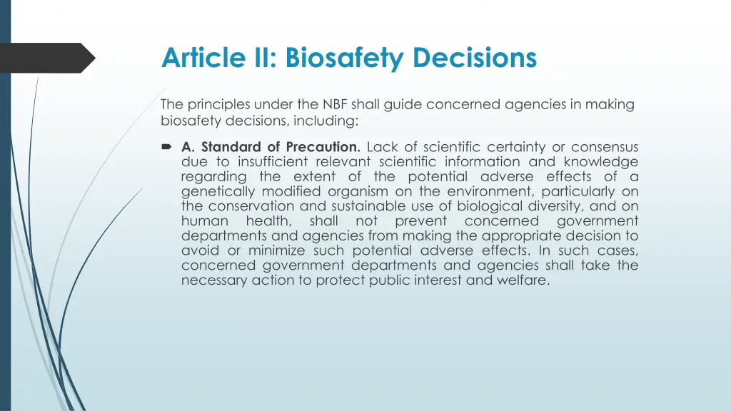 article ii biosafety decisions