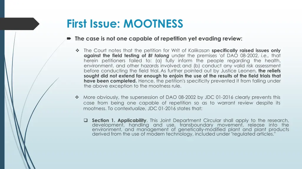 first issue mootness 1