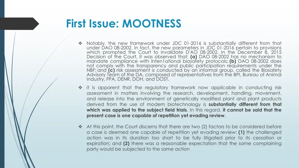 first issue mootness 2