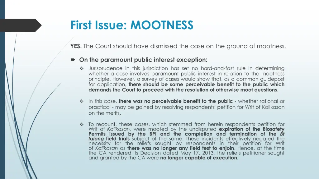 first issue mootness