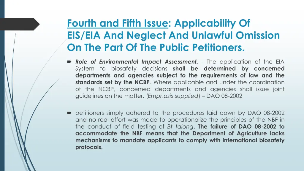 fourth and fifth issue applicability