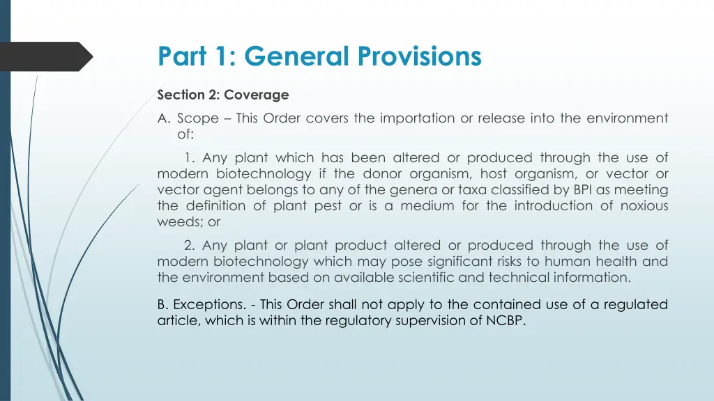 part 1 general provisions
