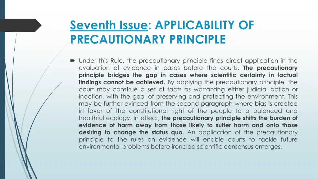 seventh issue applicability of precautionary 1