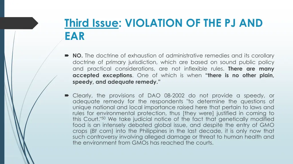 third issue violation of the pj and ear