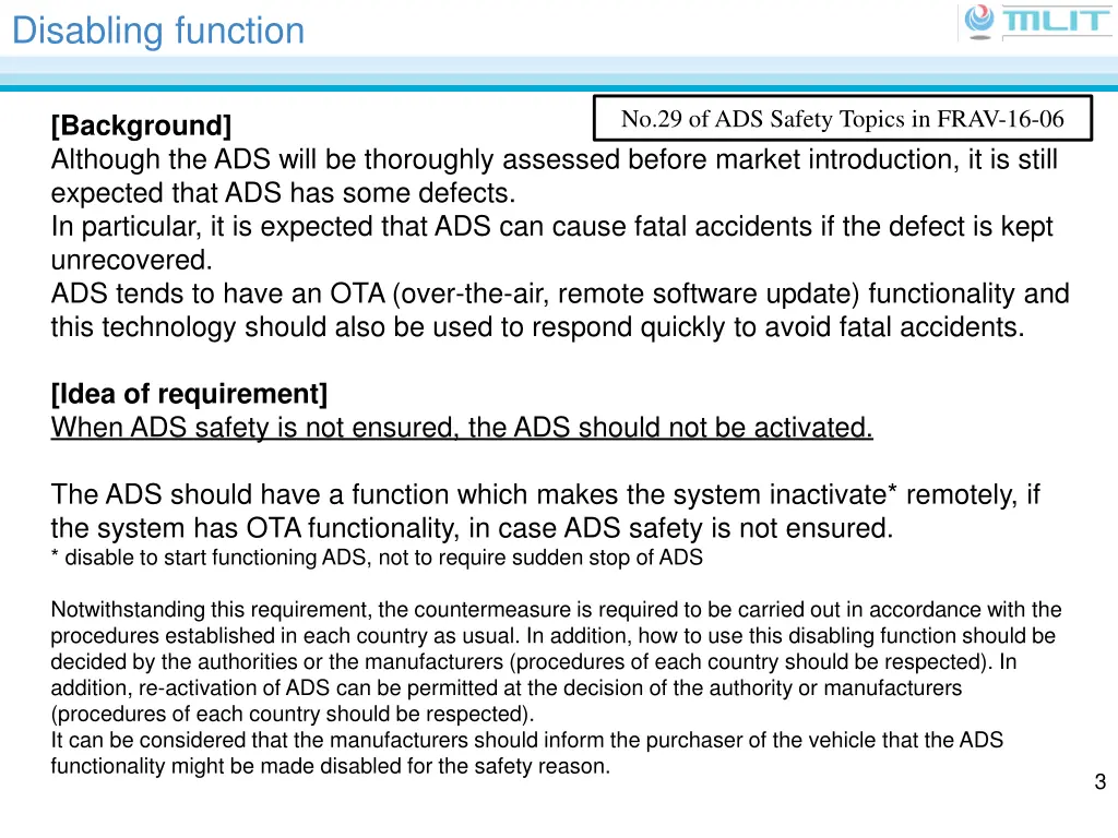 disabling function