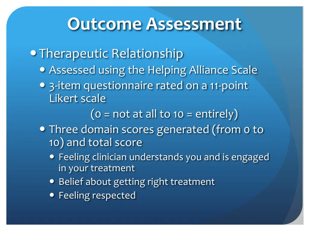 outcome assessment