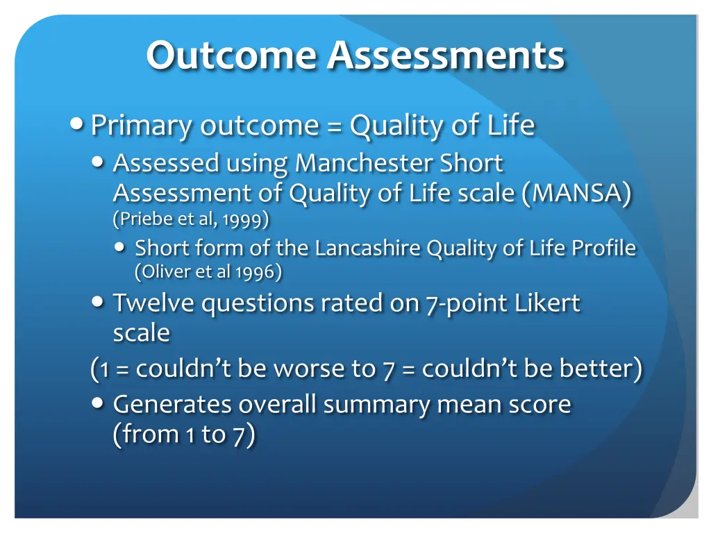 outcome assessments 1