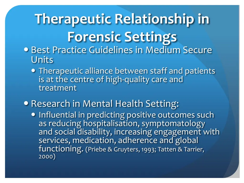 therapeutic relationship in forensic settings