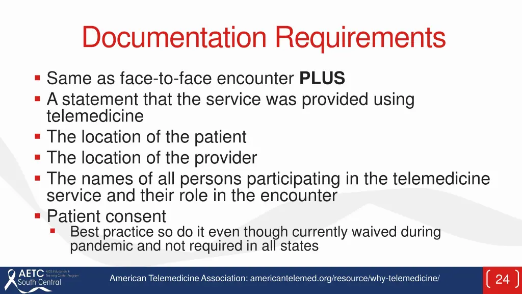 documentation requirements