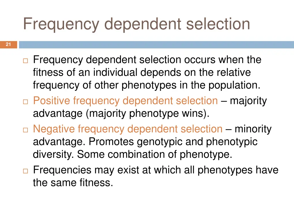 frequency dependent selection