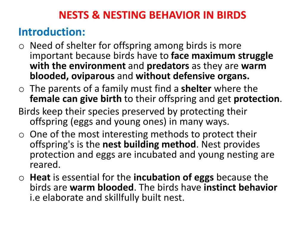 nests nesting behavior in birds introduction
