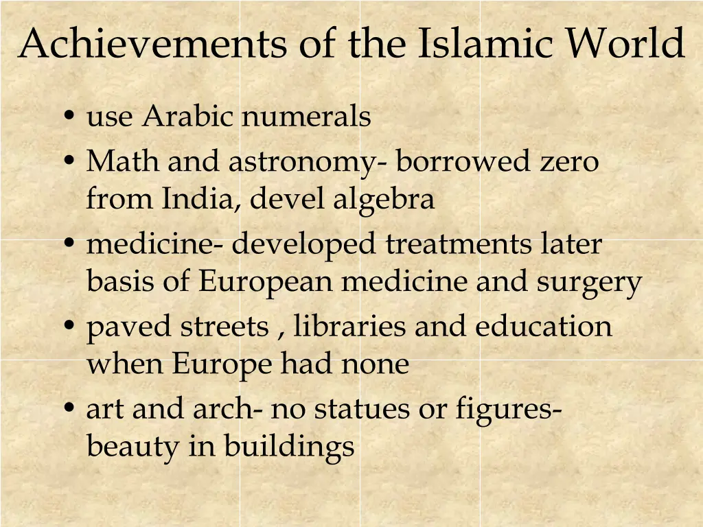 achievements of the islamic world