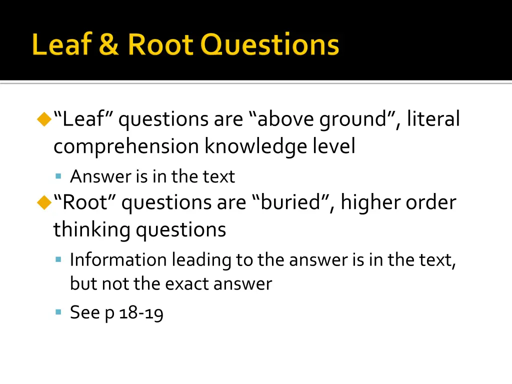 leaf questions are above ground literal