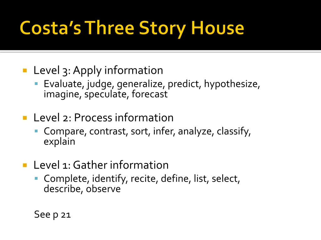 level 3 apply information evaluate judge