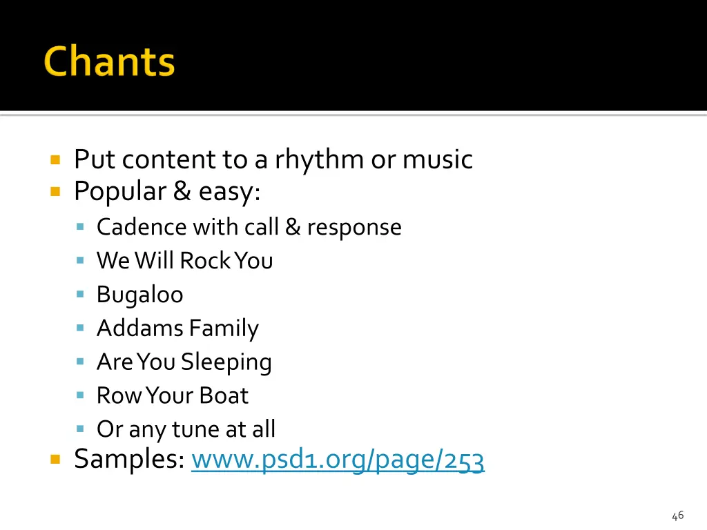 put content to a rhythm or music popular easy