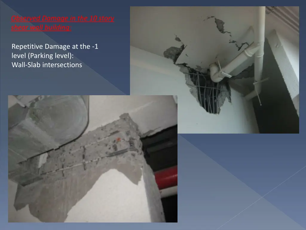 observed damage in the 10 story shear wall