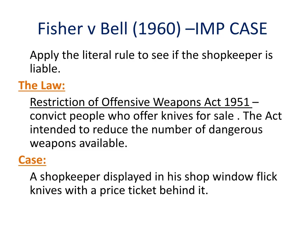 fisher v bell 1960 imp case
