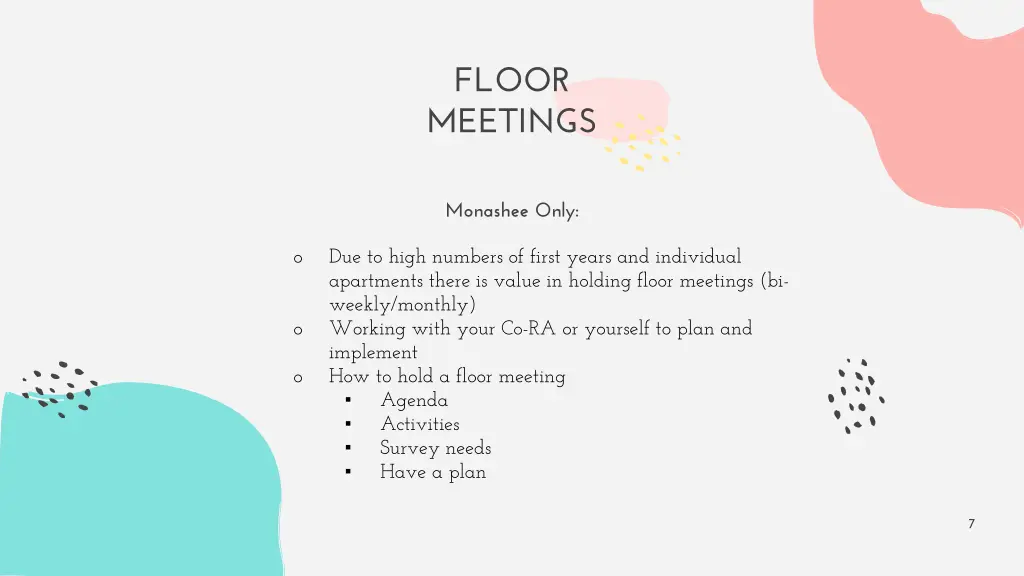 floor meetings