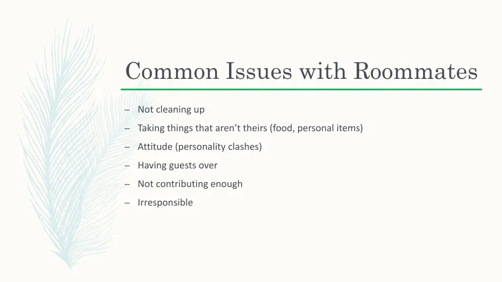common issues with roommates