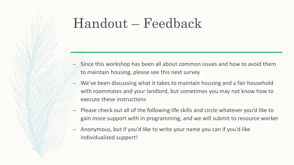 handout feedback