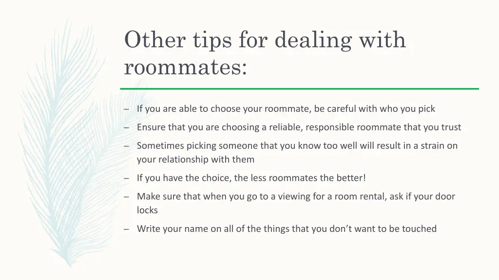 other tips for dealing with roommates