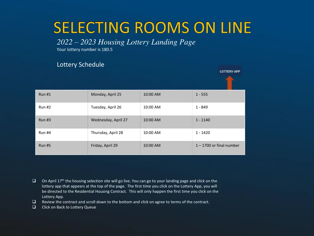 2022 2023 housing lottery landing page your