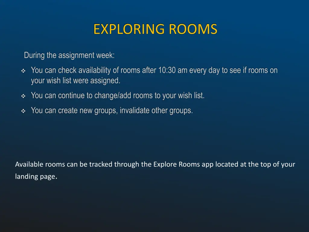 available rooms can be tracked through
