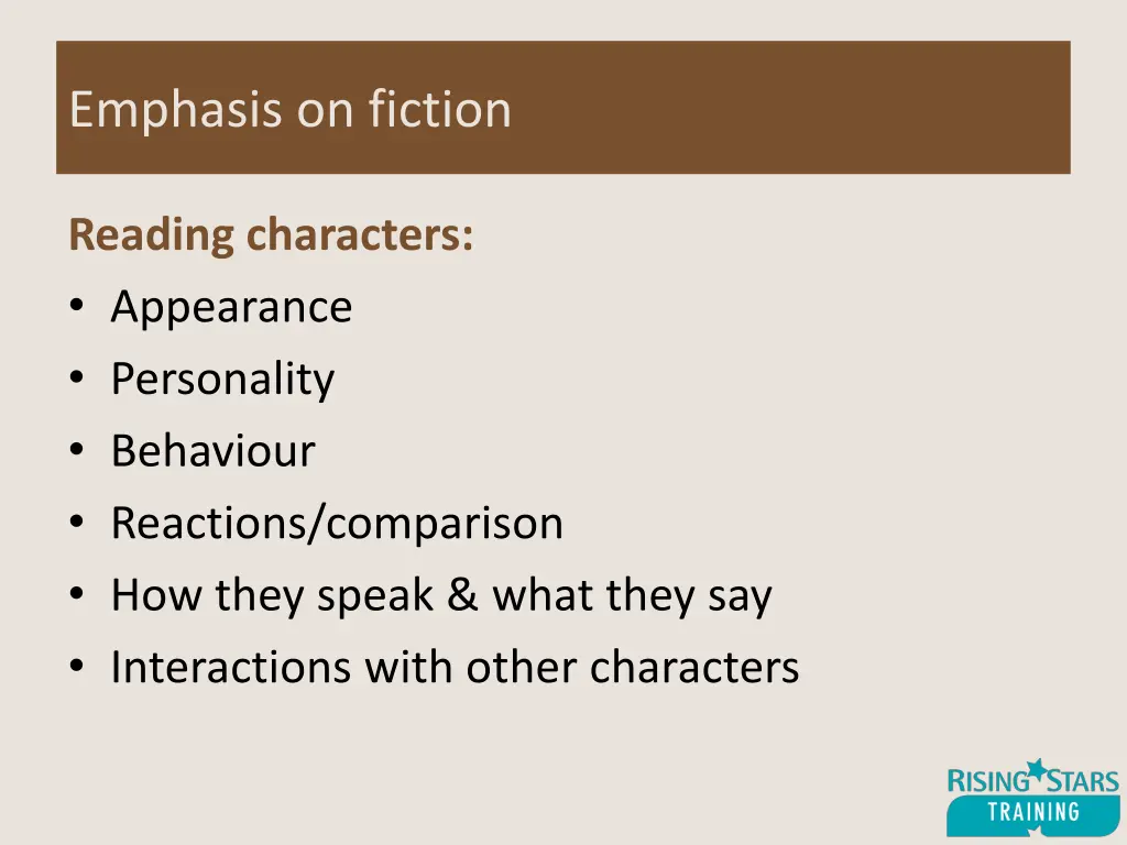 emphasis on fiction