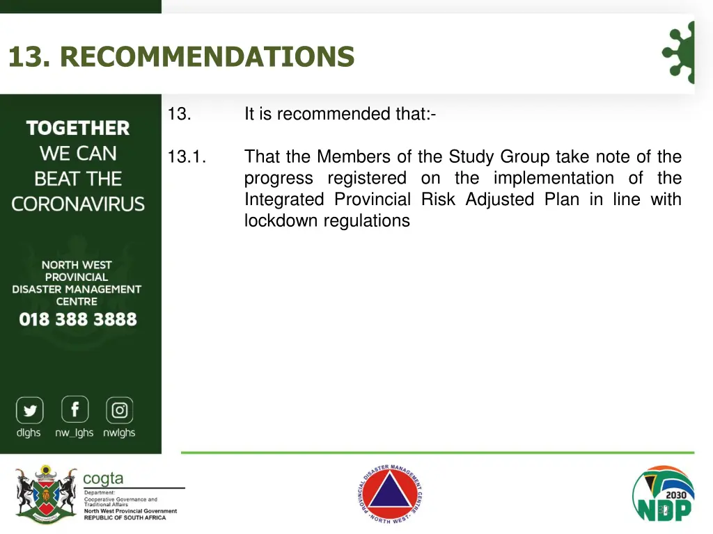 13 recommendations