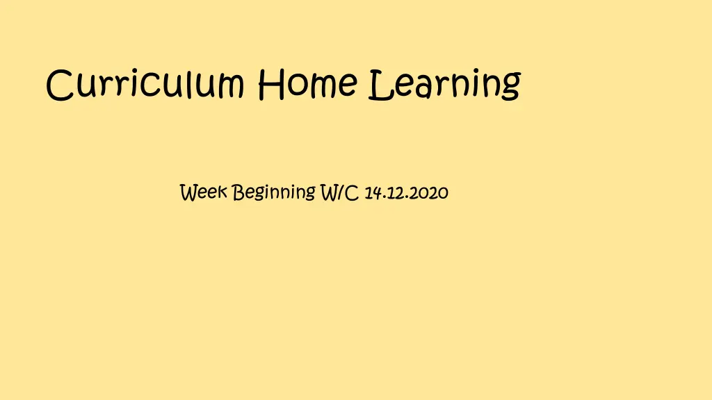 curriculum home learning